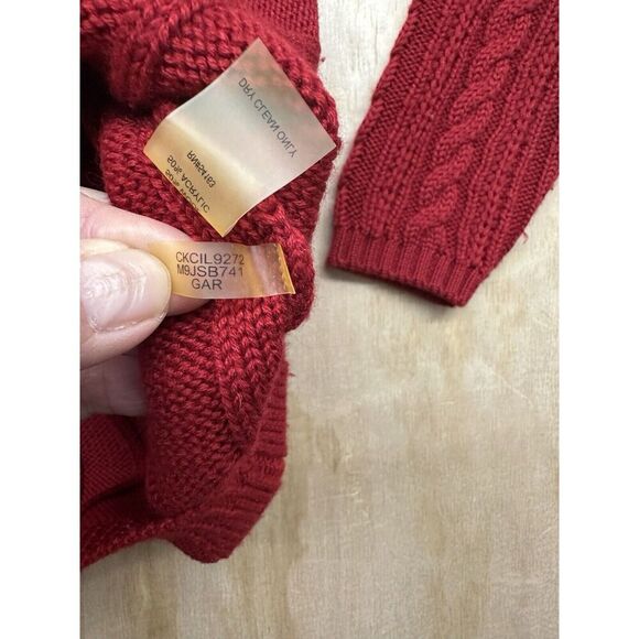 Calvin Klein Women’s Red Wool Blend Sweater Long Size Medium Chunky Knit - Picture 3 of 7